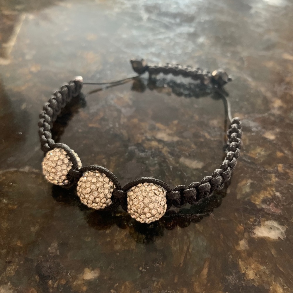 Handmade Black Rhinestone Studded Bracelet